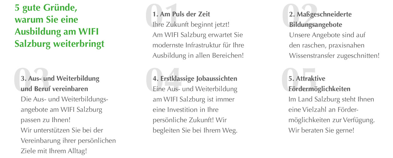 5 gute Gründe, warum Sie eine Ausbildung am WIFI Salzburg weiterbringt
